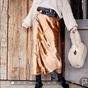 NWT Free People gold serious swagger skirt size XS